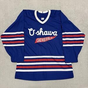 Vintage Oshawa Generals Jersey Adult Blue Size Large Hockey Made In Canada Men’s
